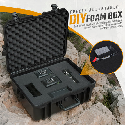 Professional Protective Camera Case with Customizable Foam – Waterproof & Shockproof Hard Shell Carrying Case – Impact Resistant Equipment Organizer