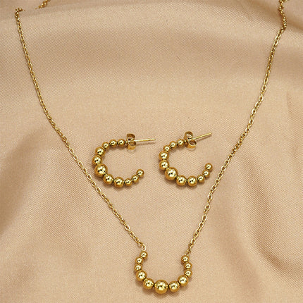 Minimalist Crescent Moon Jewelry Set – Gold Plated Pendant Necklace & Stud Earrings – Elegant Everyday Accessories for Women – Tarnish-Free Jewelry