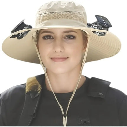 Solar Powered Cooling Fan Hat – Built-in USB Rechargeable Fan Sun Cap – Breathable Summer Hat for Construction, Camping & Fishing