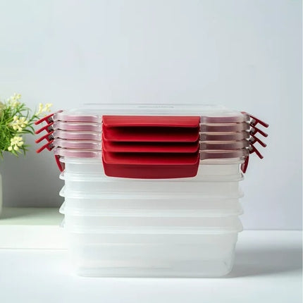 5-Pack Stackable Food Storage Containers – Airtight Leakproof Set with Snap-Lock Lids – BPA-Free Meal Prep Bins