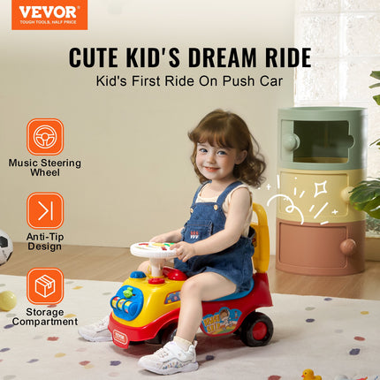3-in-1 Ride-on Push Car for Toddlers – Sit-to-Stand Walker & Foot-to-Floor Racer – Includes Music, Horn & Under-Seat Storage – For Boys & Girls Ages 1-3