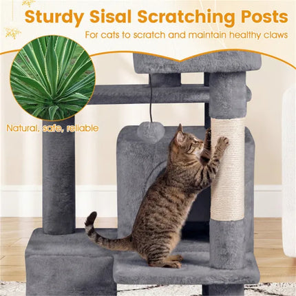 52-Inch Multi-Level Cat Tree Tower – Plush Activity Center with Scratching Posts & Cozy Condos for Indoor Cats