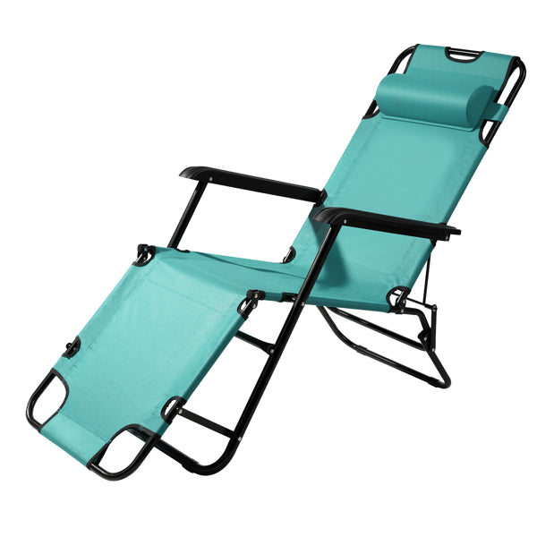 2-in-1 Folding Camping Recliner with Extendable Footrest – Portable Dual-Purpose Lounge Chair – Hunter Green Outdoor Seat for Fishing & Camping