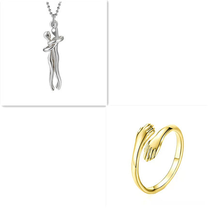 Romantic "Love Hug" Pendant Necklace – Symbolic Couple Jewelry for Lovers – Meaningful Anniversary & Valentine’s Day Gift for Him & Her