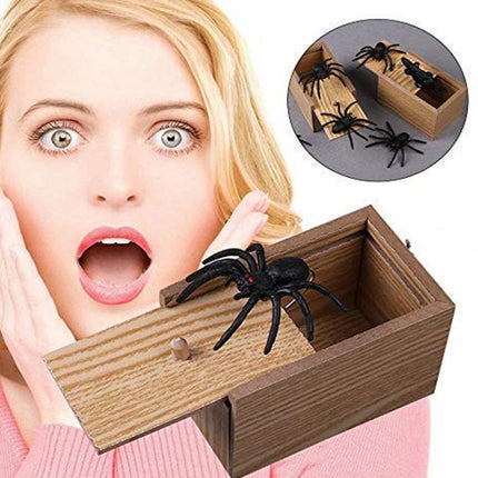 Prank Spider Scare Box – Handmade Wooden Surprise Box – Hilarious Joke Toy for Kids & Adults – Perfect for April Fool's & Parties