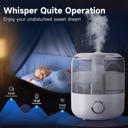 3L Large Capacity Ultrasonic Humidifier – High-Volume Cool Mist Maker – BPA-Free Mechanical Air Humidifier for Bedroom & Large Rooms
