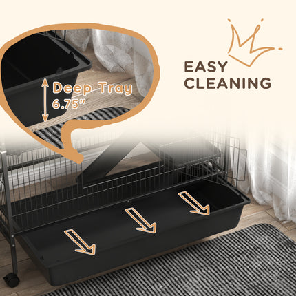 53.5” 5-Tier Large Small Animal Cage – Heavy Duty Metal Ferret & Rabbit Hutch with Ramps – Indoor Pet Mansion on Wheels for Chinchillas & Guinea Pigs