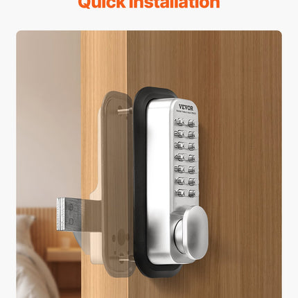 Mechanical Keyless Entry Door Lock – Waterproof 14-Key Keypad Deadbolt – Battery-Free Combination Lock for Gates, Home & Office – Zinc Alloy