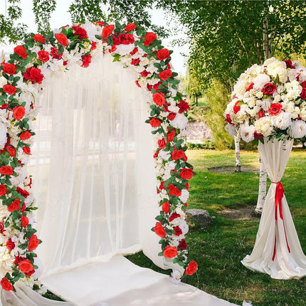 2-Pack Artificial Rose Vine Garland – 16ft Silk Rose & Ivy Leaf Hanging Flowers – Romantic Decor for Weddings, Garden, Home & Anniversaries