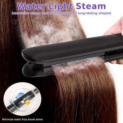 VaporSilk™ Professional Steam Hair Straightener – 24H Anti-Frizz Titanium Flat Iron