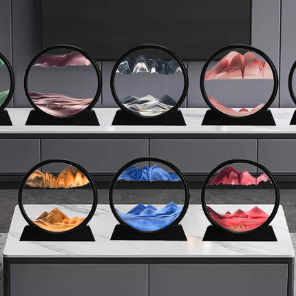3D Moving Sand Art Picture – Dynamic Liquid Motion Sandscape – Round Glass Deep Sea Sand Display for Stress Relief & Home Decor