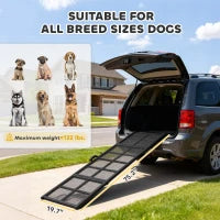 PawHut Extra-Long & Wide Folding Dog Ramp – Portable Non-Slip Surface Pet Ramp for Large, Small & Senior Dogs – Car, SUV & Truck Access