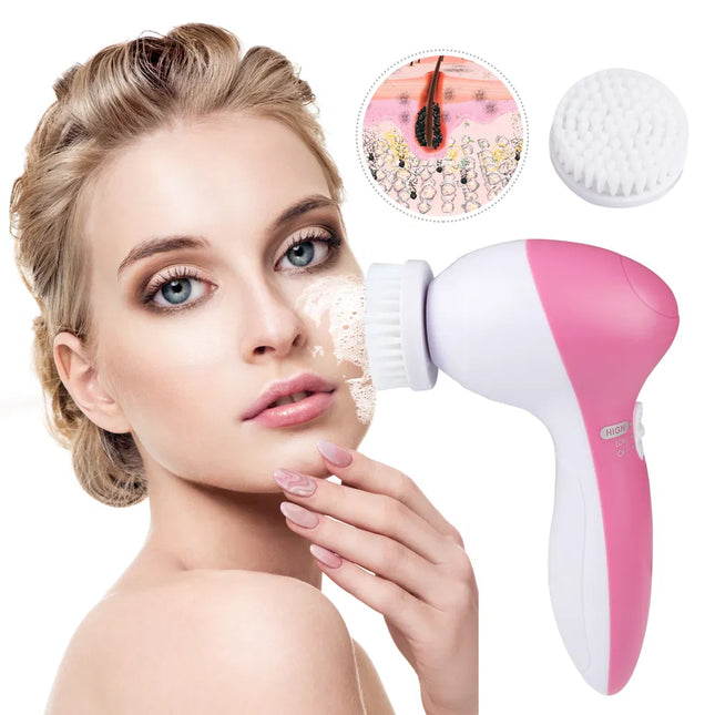 5-in-1 Spin Facial Brush Kit – Deep Pore Cleansing, Exfoliation & Massage System