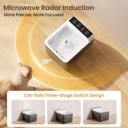 Wireless Battery-Operated Cat Water Fountain – 304 Stainless Steel Automatic Fountain with Motion Sensor – Cordless Induction Pet Drinking Fountain