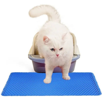 Double Layer Cat Litter Trapping Mat – Honeycomb Design Waterproof Litter Mat – Easy Clean & Urine-Proof Scatter Control Mat for Indoor Cats