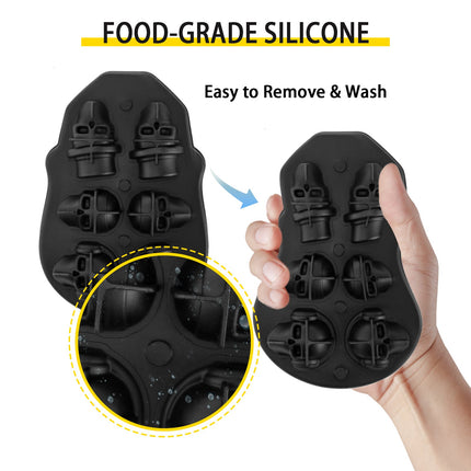 3D Skull Ice Cube Tray – 6-Grid Large Skull Ice Ball Maker – Flexible Silicone Mold with Lid & Funnel – Perfect for Whiskey, Cocktails, & Halloween Parties