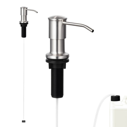 Built-in Kitchen Sink Soap Dispenser – Stainless Steel Pump with Large Refillable Bottle – Under-Counter Soap Pump