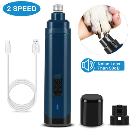 Professional Dog Nail Grinder – 2-Speed Quiet Electric Pet Nail Trimmer – USB Rechargeable Cordless Paws Grooming Tool for Dogs & Cats
