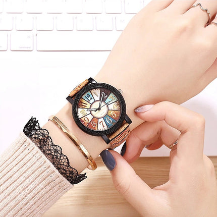 Vintage Leather Strap Women's Quartz Watch – Minimalist Retro Wristwatch – Casual Elegant Timepiece for Ladies Gift