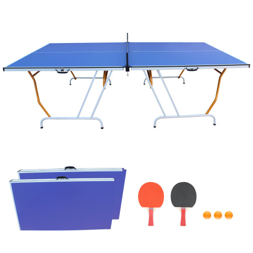9ft Regulation Size Table Tennis Table – Foldable & Portable Ping Pong Table Set with Net, 2 Paddles, and 3 Balls – Indoor Family Game