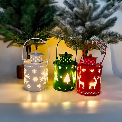 Christmas LED Lantern Lights – Nordic Style Decorative Wind Lamp with Electronic Candle – Realistic Flickering Flame Xmas Ornaments