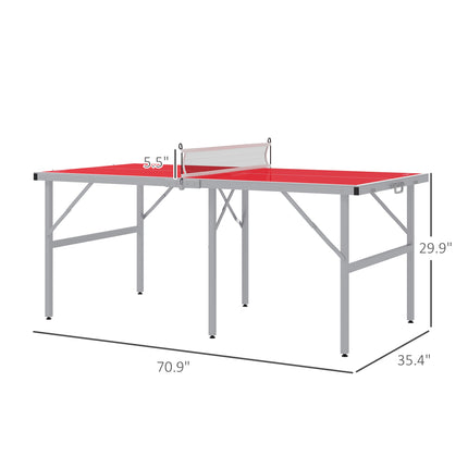 Portable Folding Ping Pong Table Set – Mid-Size Indoor/Outdoor Table Tennis Table with Net, Paddles, and Balls – Space-Saving Game Table