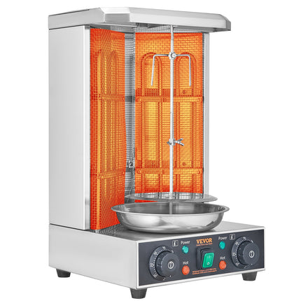 Electric Vertical Gyro Rotisserie Grill – 13lb Capacity Shawarma & Kebab Broiler for Home Kitchens & Parties