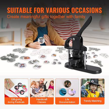 3-in-1 Button Maker Machine – Complete DIY Pin Press Kit with 300 Pieces for Kids Crafts, Custom Badges & Creative Gifts