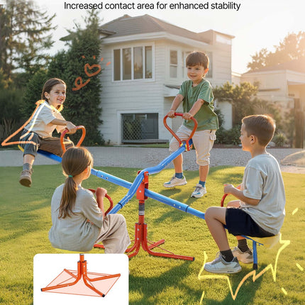 360-Degree Rotating Kids Seesaw – Indoor/Outdoor Teeter Totter with Shock Absorption – 110 lbs Capacity – Active Play Toy for Ages 3+
