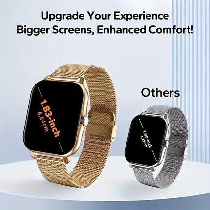 Luxury Round Screen Smartwatch – Bluetooth Call & Message Alerts – Premium Metal Band Fitness Tracker with Heart Rate & Sleep Monitor