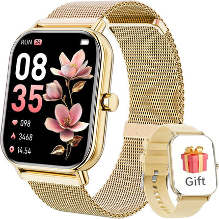Luxury Round Screen Smartwatch – Bluetooth Call & Message Alerts – Premium Metal Band Fitness Tracker with Heart Rate & Sleep Monitor