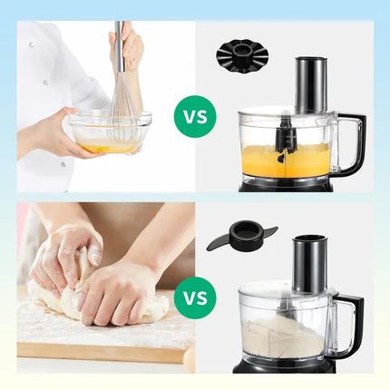 600W Multifunctional Food Processor – 10-Cup Large Capacity Chef Machine – Professional Slicer, Shredder & Mixer