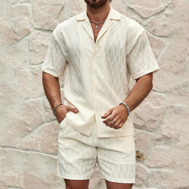 Men's Lightweight Button-Up Shirt & Shorts Set – Relaxed Two-Piece Outfit for Summer & Beach Vacations