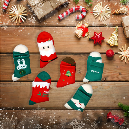 6-Pair Premium Christmas Socks Gift Box – Luxury Winter Warm Stockings with 6 Holiday Greeting Cards – Perfect Xmas Present for Her & Him