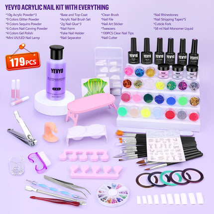 All-in-One Nail Art Studio – Professional UV Light, Acrylic Powder, & 24-Color Glitter Collection