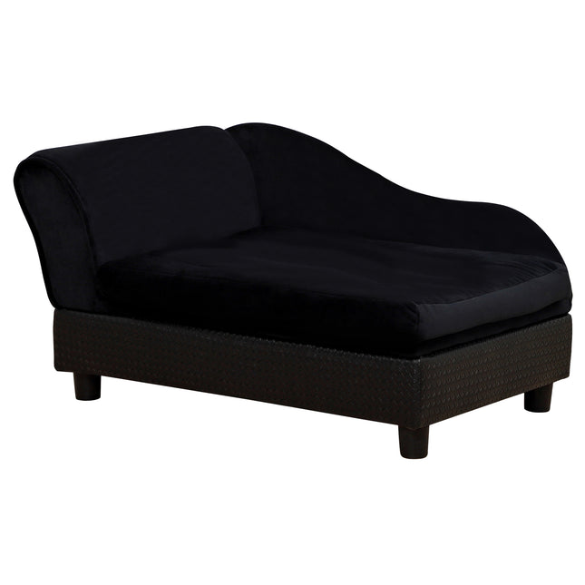 Luxury Black Pet Sofa Bed with Hidden Storage – Modern Faux Leather Dog & Cat Couch – Elevated Designer Pet Furniture for Small Breeds