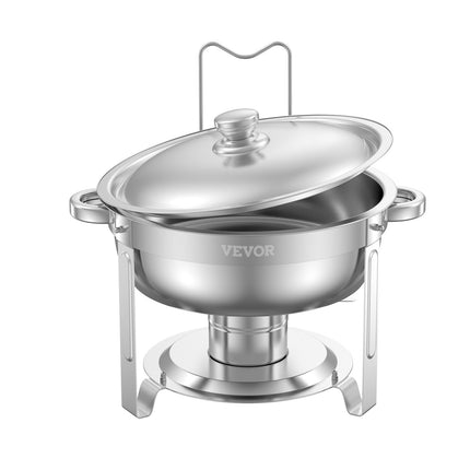 ProServe™ 5QT Round Chafers – 2-Piece Stainless Steel Catering Set for Parties, Weddings & Buffets