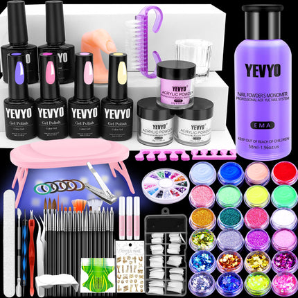 All-in-One Nail Art Studio – Professional UV Light, Acrylic Powder, & 24-Color Glitter Collection