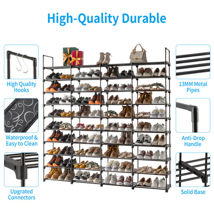 10-Tier Tall Shoe Rack Organizer – High Capacity Space-Saving Shoe Shelf – Modular Standing Shoe Storage for Entryway, Closet & Hallwa