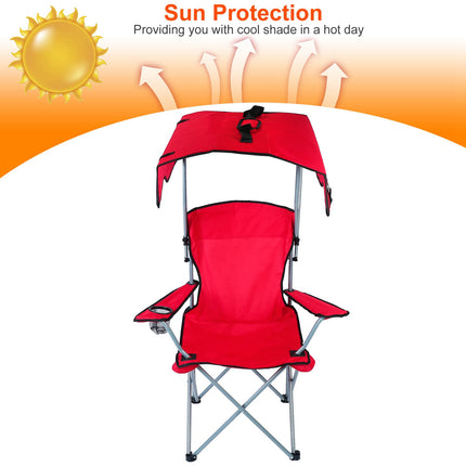 Heavy-Duty Camping Chair with Adjustable Canopy – 330lbs Capacity Folding Chair – Sunshade & Rain Shelter Portable Chair for Beach, Fishing & Sports