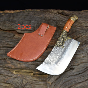 Professional Hand-Hammered Butcher Knife – High-Carbon Steel Dual-Use Meat & Bone Cleaver