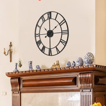 24-Inch Roman Numeral Wall Clock – Silent Non-Ticking Decorative Round Clock for Farmhouse Living Room & Office