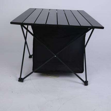 Aluminum Roll-Up Camping Table with Storage Mesh Basket – Lightweight Portable Picnic Table – Rustproof Folding Table for Hiking, BBQ & Fishing