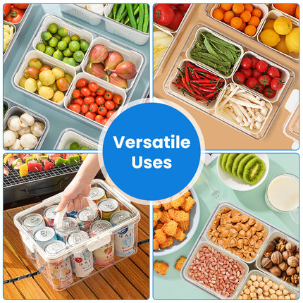 2-Pack Airtight Fruit Storage Containers – 4-Compartment Fridge Organizer with 8 Removable Colanders – BPA-Free Produce Saver