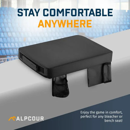 Portable Heated Stadium Seat Cushion – Extra Thick 21-Inch Bleacher Chair with Side Pocket for Cold Weather Sports & Outdoor Events