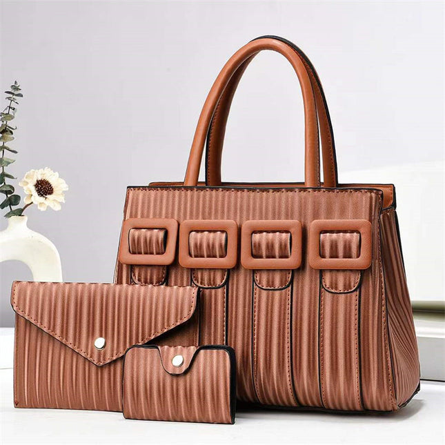3-Piece Women’s Large Capacity Handbag Set – Professional PU Leather Tote, Crossbody Bag & Clutch – Elegant 3-in-1 Purse Collection