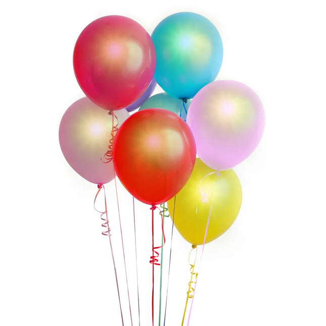 6-Pack LED Light-Up Balloons – Vibrant Multicolor Glowing Balloons for Night Parties, Birthdays & Weddings – Long-Lasting Glow
