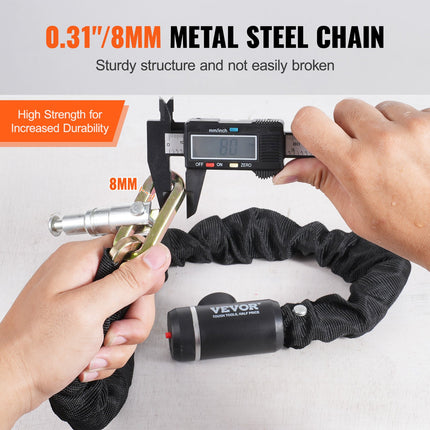 2.79 FT Heavy Duty Bike Chain Lock – 8mm Thick Anti-Theft Steel Link Lock with 2 Keys – High Security Chain for Bicycle, Scooter, Gate & Fence