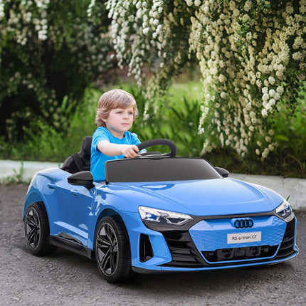 Licensed Audi RS e-tron GT 12V Electric Ride-On Car – Kids Battery Powered Sports Car with 2.4G Remote Control – 4-Wheel Suspension & LED Lights (Blue)