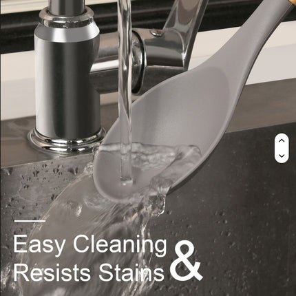 12-Piece Premium Silicone Kitchen Utensil Set – Heat-Resistant Gray Cooking Tools with Natural Wooden Handles